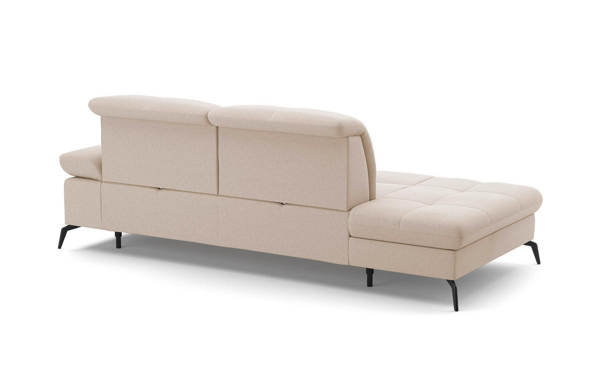 RÉCAMIERE Creme Flachgewebe  - Creme/Schwarz, KONVENTIONELL, Textil/Metall (231/90/122cm) - Sit & More