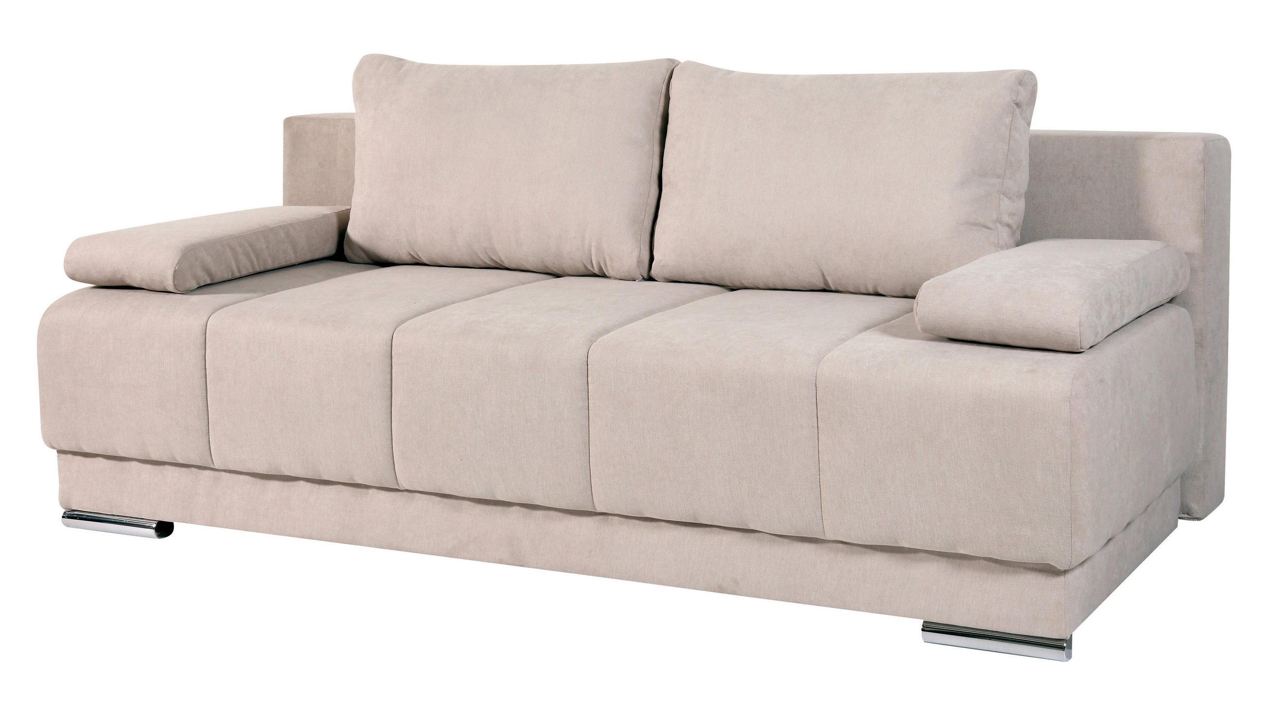 3-SED,  bež tekstil  - barve niklja/bež, Design, umetna masa/tekstil (200/90/95cm) - Cantus