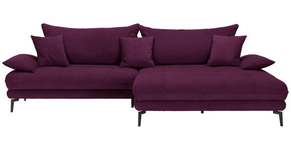 ECKSOFA in Mikrofaser Beere  292/176 cm  - Beere/Schwarz, MODERN, Textil/Metall (292/176cm) - Carryhome