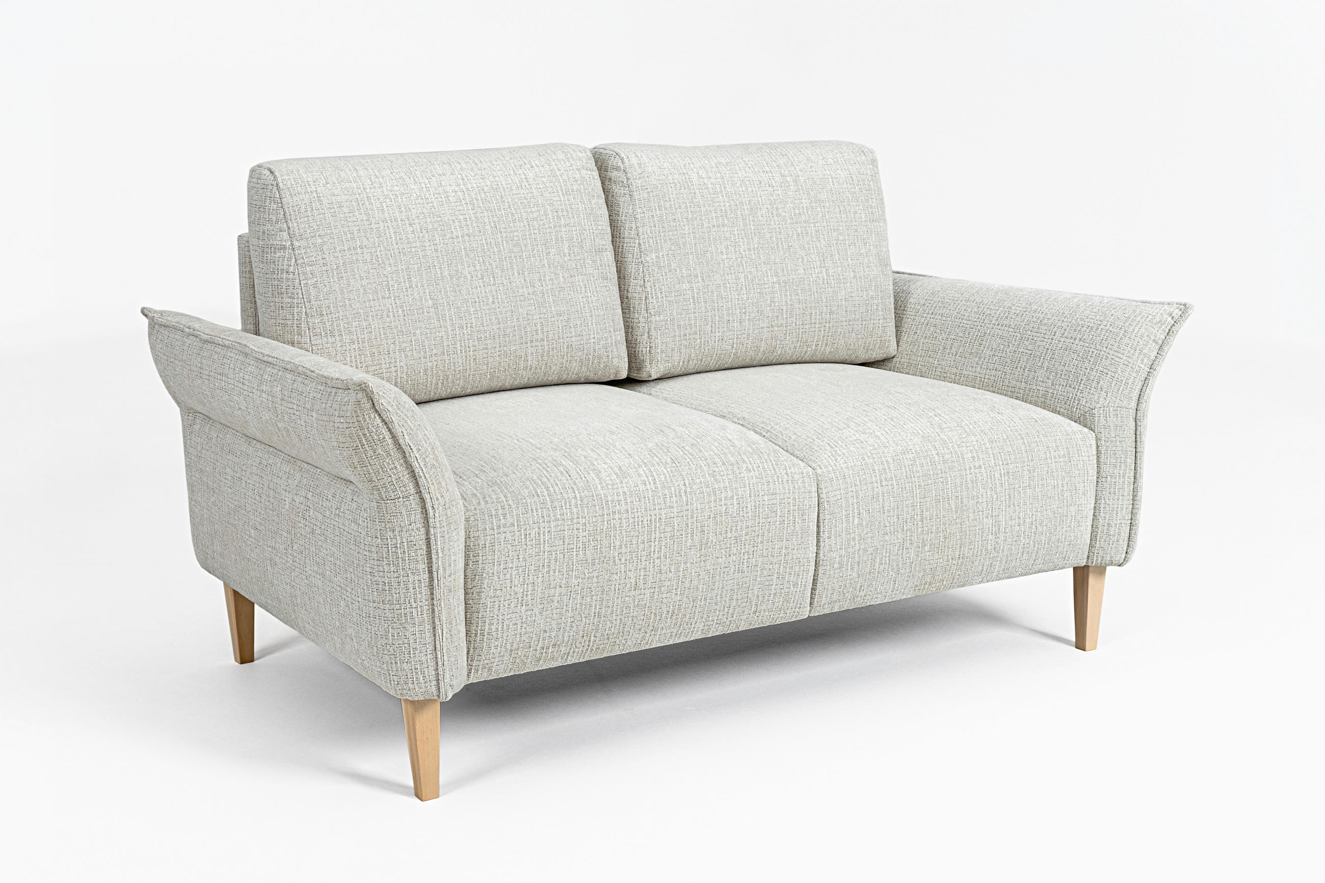 2-SITZER-SOFA in Webstoff Creme  - Eichefarben/Creme, Modern, Holz/Textil (150/85/92cm) - MID.YOU
