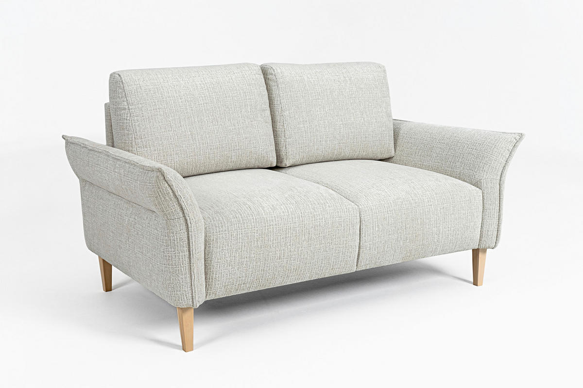 2-SITZER-SOFA in Webstoff Creme  - Eichefarben/Creme, Modern, Holz/Textil (150/85/92cm) - MID.YOU