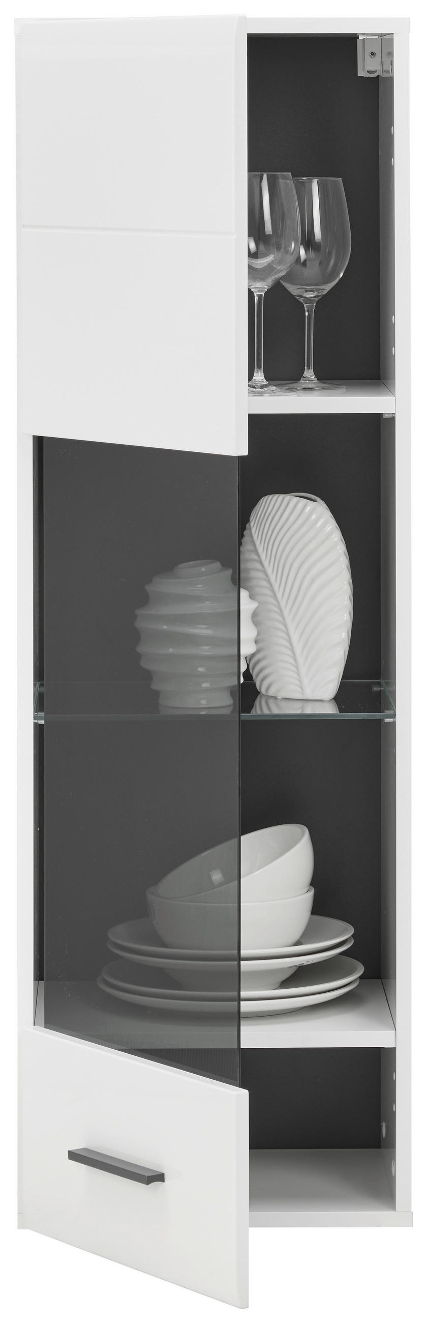 VITRINĂ SUSPENDATĂ  in alb, antracit  - alb/antracit, Modern, plastic/sticlă (40/122/35cm) - Hom`in