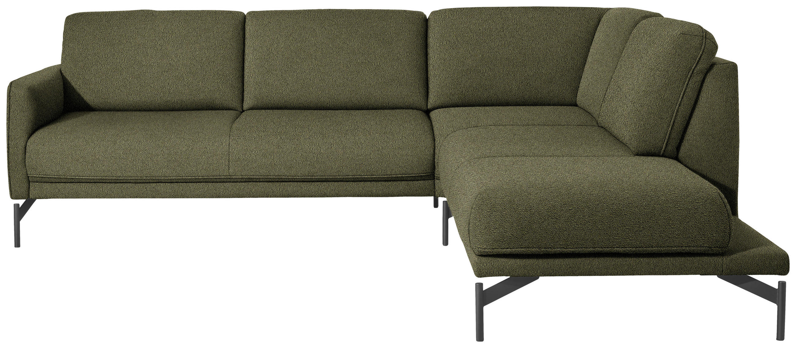 ECKSOFA in Flachgewebe, Struktur Olivgrün  - Anthrazit/Olivgrün, Design, Textil/Metall (254/230cm) - Johann Jakob