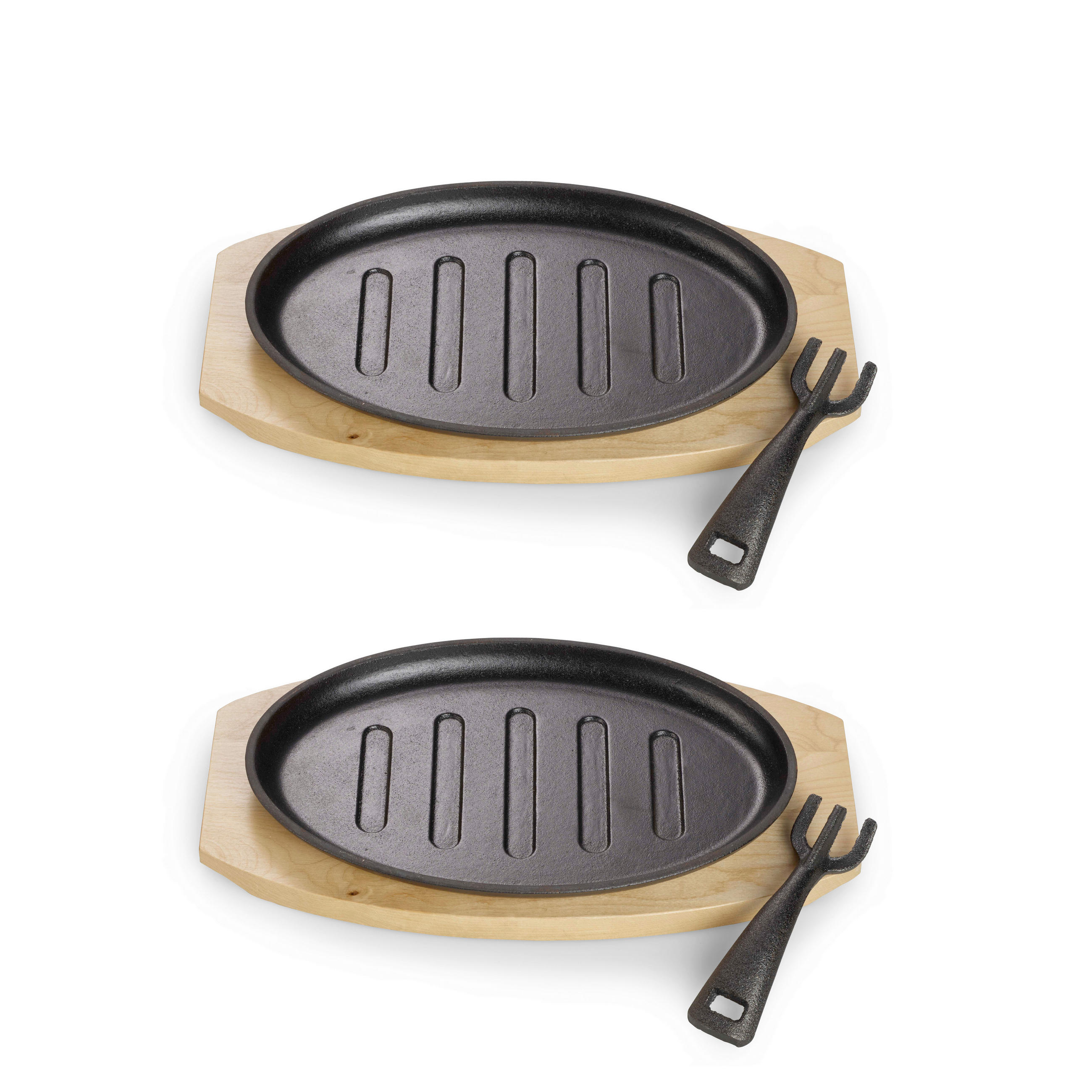 PFANNENSET Oval mit Grillstreifen Gusseisen 2-teilig  - Schwarz, Basics, Metall (28/18/2cm) - Echtwerk