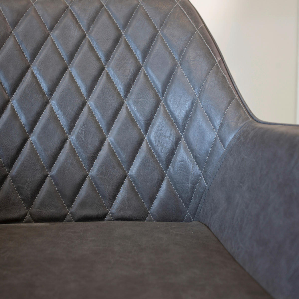 STUHL-SET 2 Stück gastro- und objekttauglich Lederlook  - Anthrazit/Schwarz, KONVENTIONELL, Textil/Metall (62/83/60cm) - MID.YOU