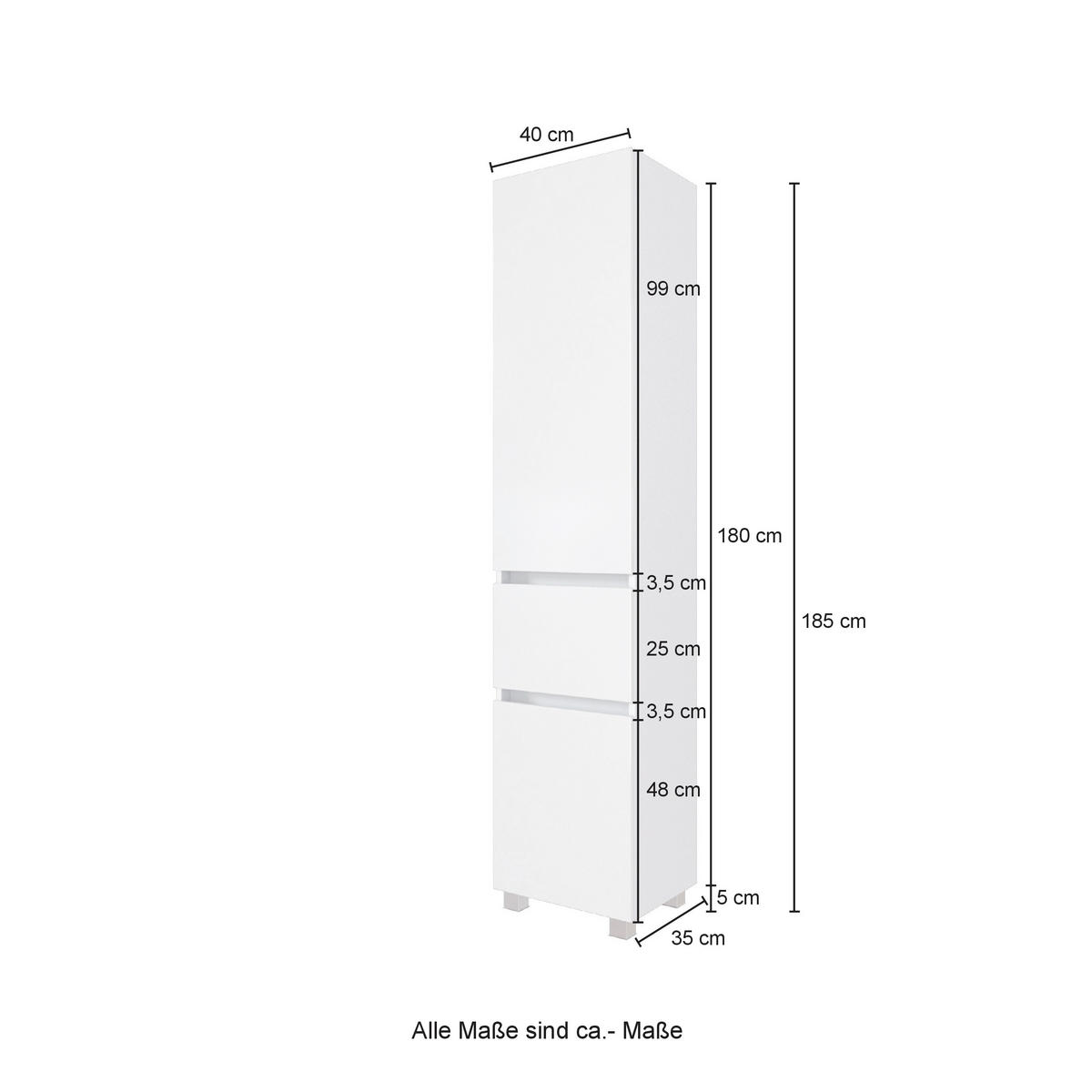 HOCHSCHRANK 40/185/35 cm  - Silberfarben/Graphitfarben, Basics, Holzwerkstoff/Kunststoff (40/185/35cm) - Held