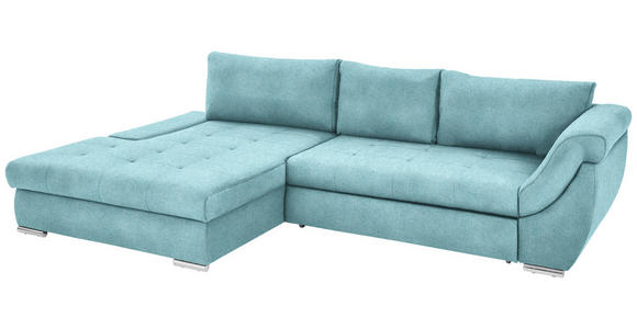 ECKSOFA in Flachgewebe Türkis  - Türkis/Silberfarben, Design, Textil/Metall (174/306cm) - Carryhome