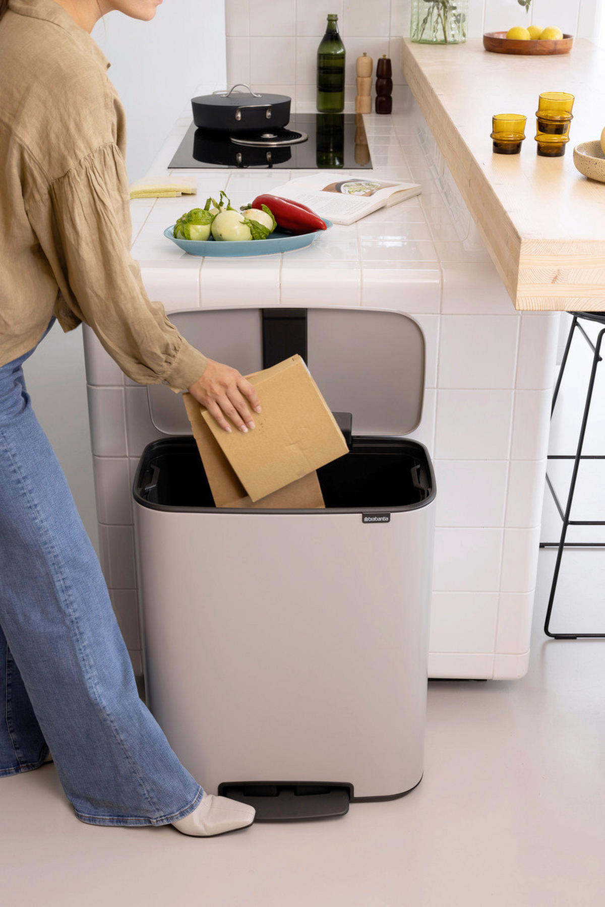 KANTA SA PAPUČICOM  60 l   - svetlosiva/antracit, Osnovno, metal/plastika (36,3/65,2/54,10cm) - Brabantia