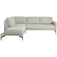 ECKSOFA in Flachgewebe, Struktur Creme  - Anthrazit/Creme, Design, Textil/Metall (230/254cm) - Ambiente