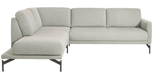 ECKSOFA in Flachgewebe, Struktur Creme  - Anthrazit/Creme, Design, Textil/Metall (230/254cm) - Ambiente