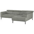 ECKSOFA in Struktur Hellgrau  280/205 cm  - Hellgrau/Schwarz, Design, Textil/Metall (280/205cm) - Xora