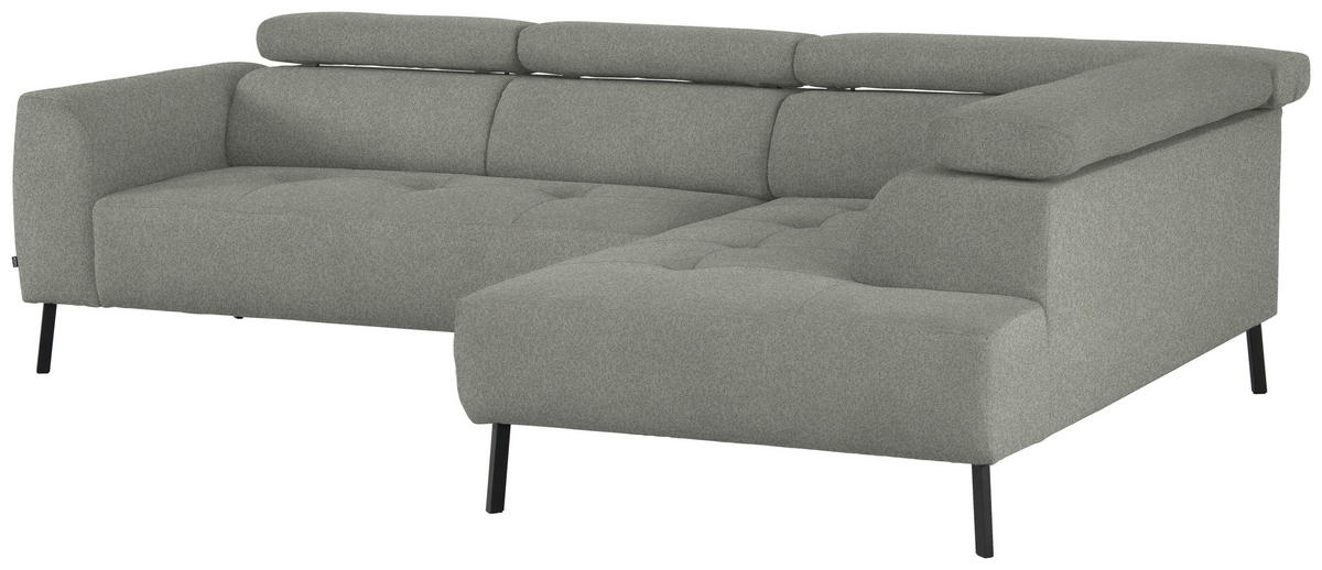 ECKSOFA in Struktur Hellgrau  280/205 cm  - Hellgrau/Schwarz, Design, Textil/Metall (280/205cm) - Xora