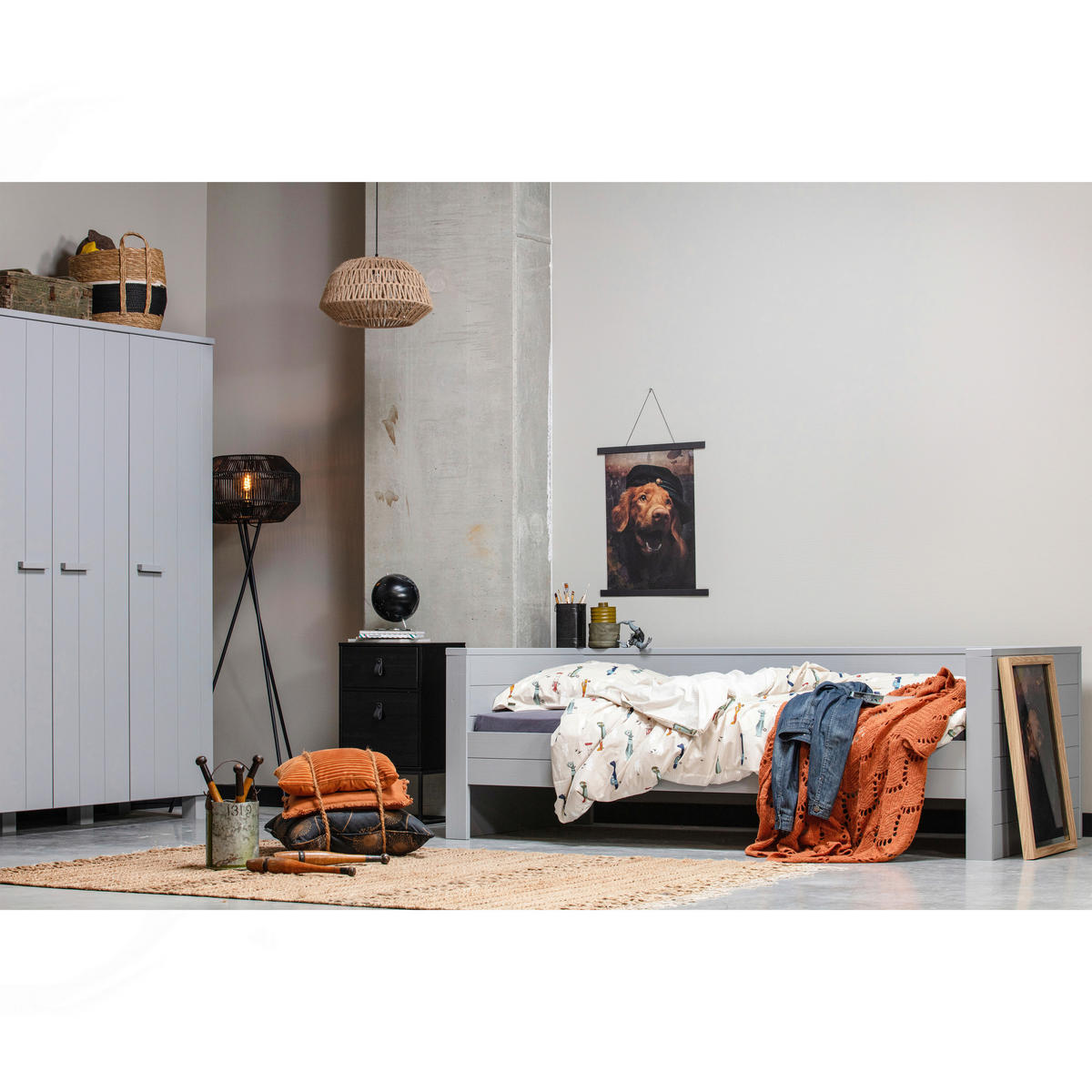 GARDEROBENSCHRANK Dennis  in 158/202/55 cm  - Grau, Design, Holz/Holzwerkstoff (158/202/55cm) - Livetastic