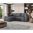 ECKSOFA Dunkelgrau Cord Zierkissen, Rückenkissen, Bettkasten, Schlaffunktion, Rücken echt, Liegefläche im Originalstoff  - Dunkelgrau/Schwarz, MODERN, Kunststoff/Textil (190/280cm) - Carryhome