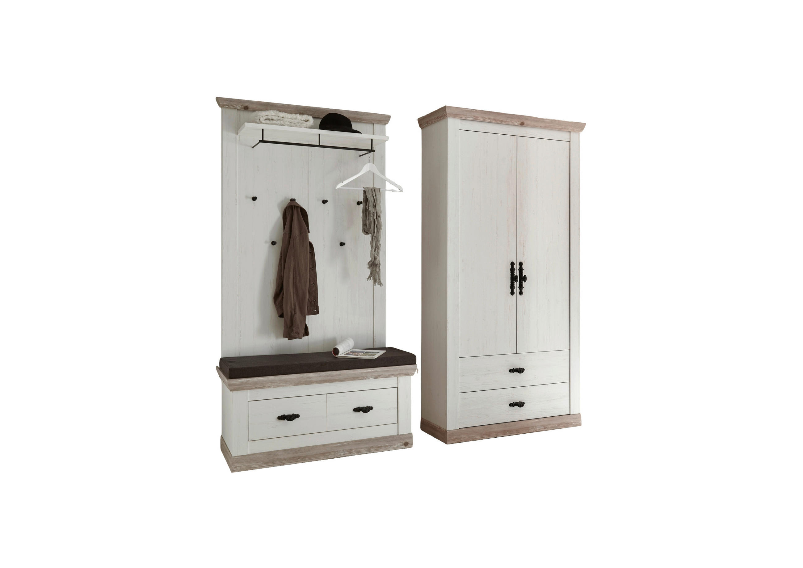 GARDEROBE 3-teilig  in 224/201/45 cm  - Hellbraun/Pinienfarben, Design, Holzwerkstoff (224/201/45cm) - MID.YOU