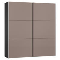 SCHWEBETÜRENSCHRANK 203/220/65 cm 2-türig Braun, Schwarz  - Silberfarben/Schwarz, Design, Glas/Holzwerkstoff (203/220/65cm) - Jutzler