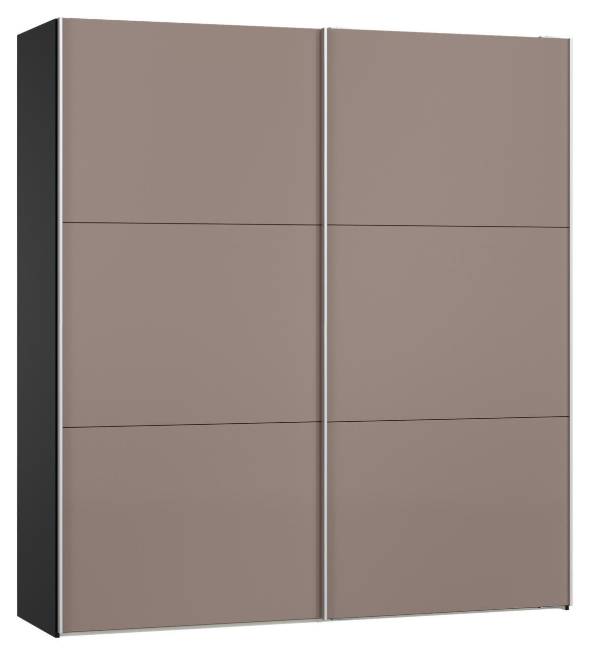 SCHWEBETÜRENSCHRANK 203/220/65 cm 2-türig Braun, Schwarz  - Silberfarben/Schwarz, Design, Glas/Holzwerkstoff (203/220/65cm) - Jutzler