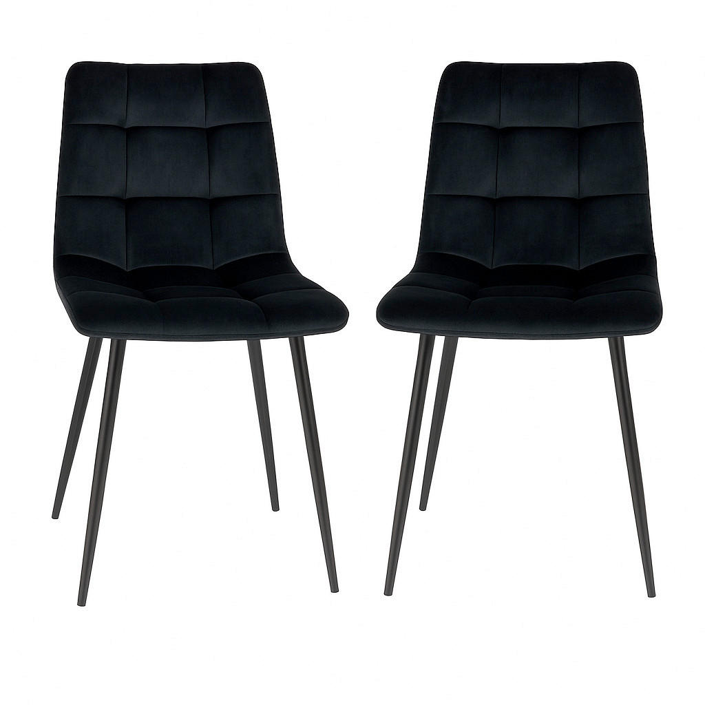 STUHL-SET 2 Stück  in Samt  - Schwarz, MODERN, Textil/Metall (44/86/55cm) - MID.YOU