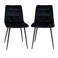 STOLSET 2 styck sammet  - svart, Modern, metall/textil (44/86/55cm) - MID.YOU