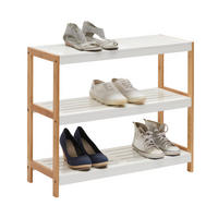 SCHUHREGAL Bambus massiv Braun, Weiß  - Braun/Weiß, Design, Holz/Holzwerkstoff (70/58,5/26cm) - Xora