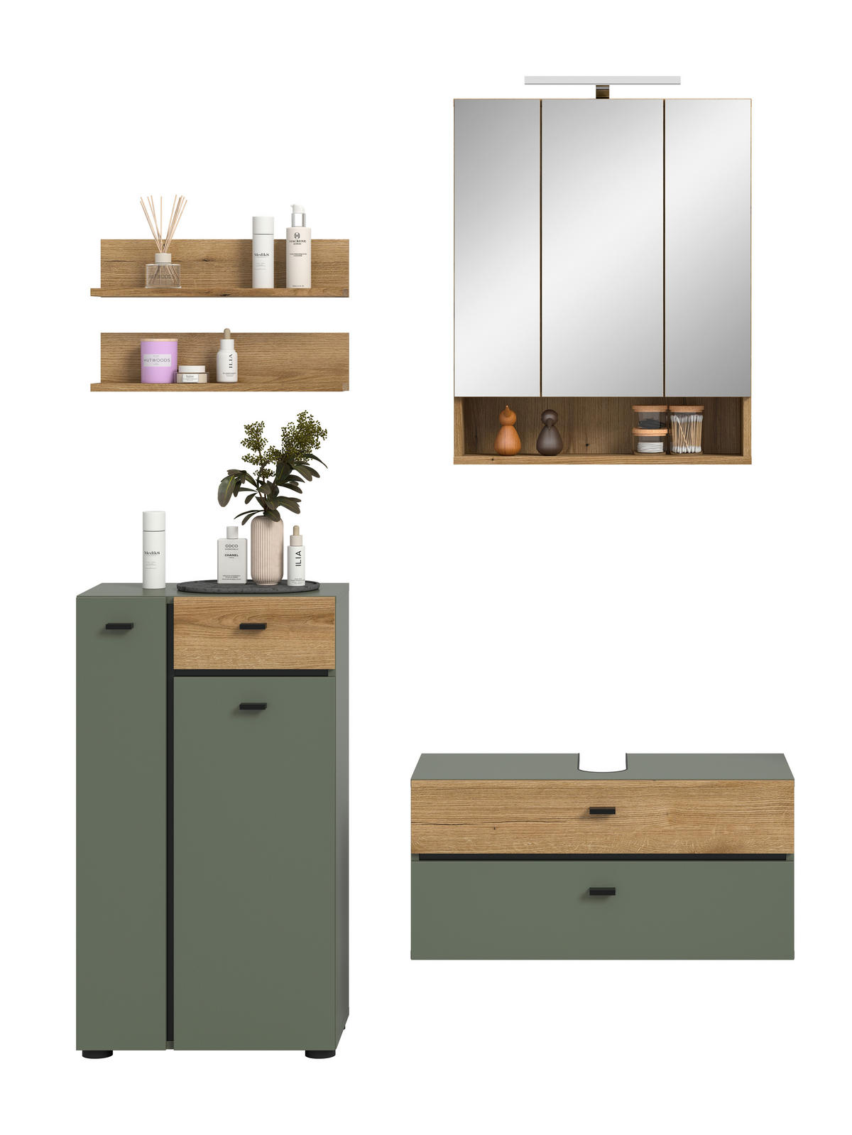 BADRUM 126 cm  - grön/svart, Trend, trämaterial/glas (126cm) - MID.YOU