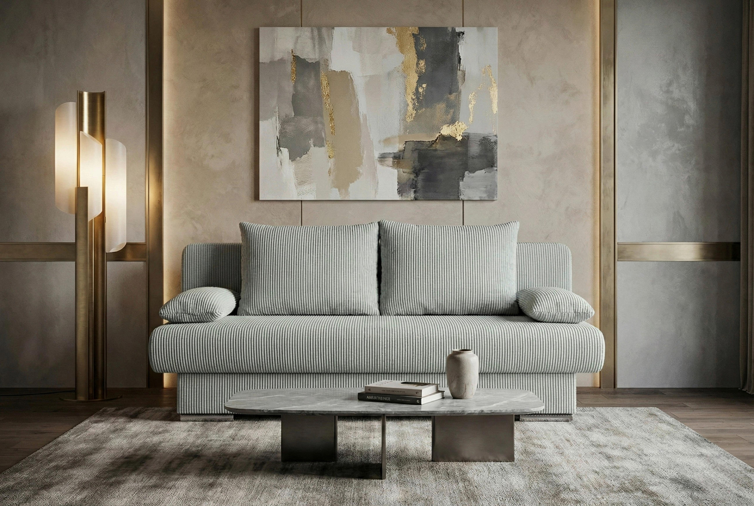 P & B ROZKLÁDACÍ POHOVKA, textil, kompozitní dřevo, mátově zelená