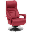 RELAXSESSEL Lenno Echtleder Nackenstütze, Relaxfunktion, Kopfteilverstellung, Fußteilverstellung    - Edelstahlfarben/Rot, Design, Leder/Metall (75/117/88cm) - Dieter Knoll