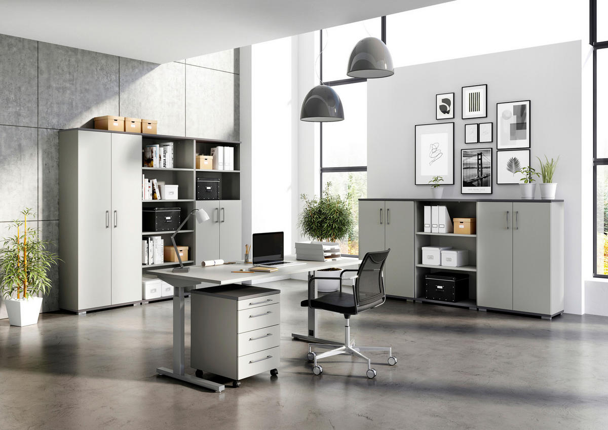 SCHREIBTISCH  in Grau, Silberfarben  - Silberfarben/Grau, KONVENTIONELL, Holzwerkstoff/Metall (180/70/80cm) - Germania