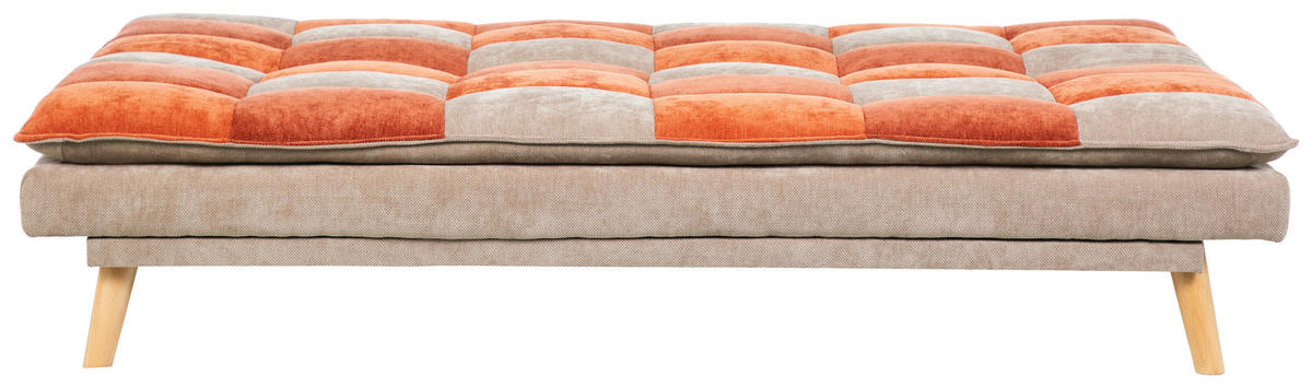 SCHLAFSOFA Chenille Orange, Hellbraun, Dunkelorange  - Hellbraun/Dunkelorange, Design, Holz/Textil (180/77/91cm) - MID.YOU