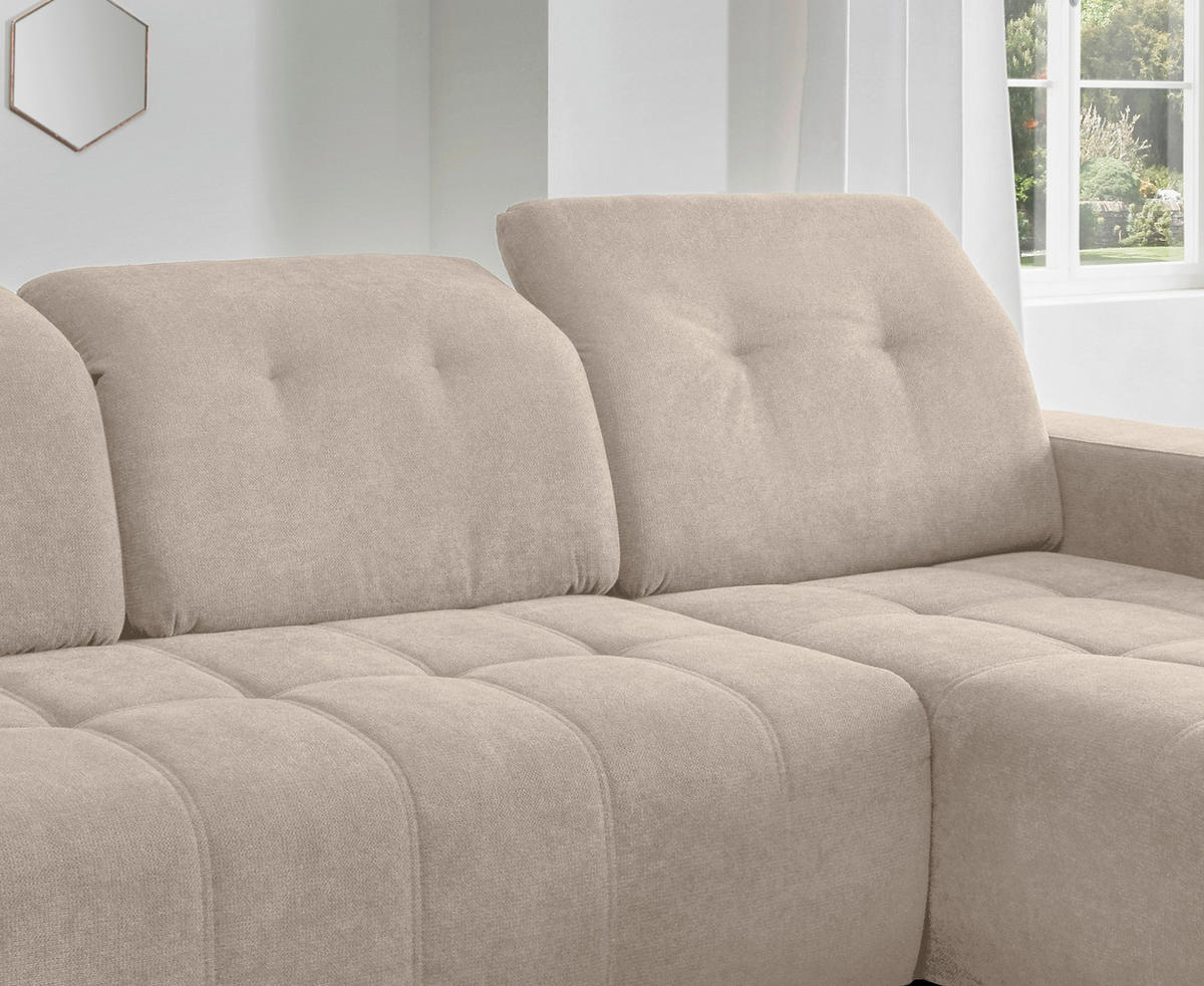 ECKSOFA Mikrofaser Beige  - Beige/Schwarz, Modern, Textil/Metall (292/185cm) - Livetastic