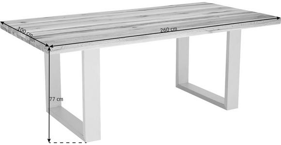 ESSTISCH 260/100/77 cm Wildeiche massiv Holz, Metall Eichefarben, Edelstahlfarben rechteckig  - Edelstahlfarben/Eichefarben, Design, Holz/Metall (260/100/77cm) - Novel