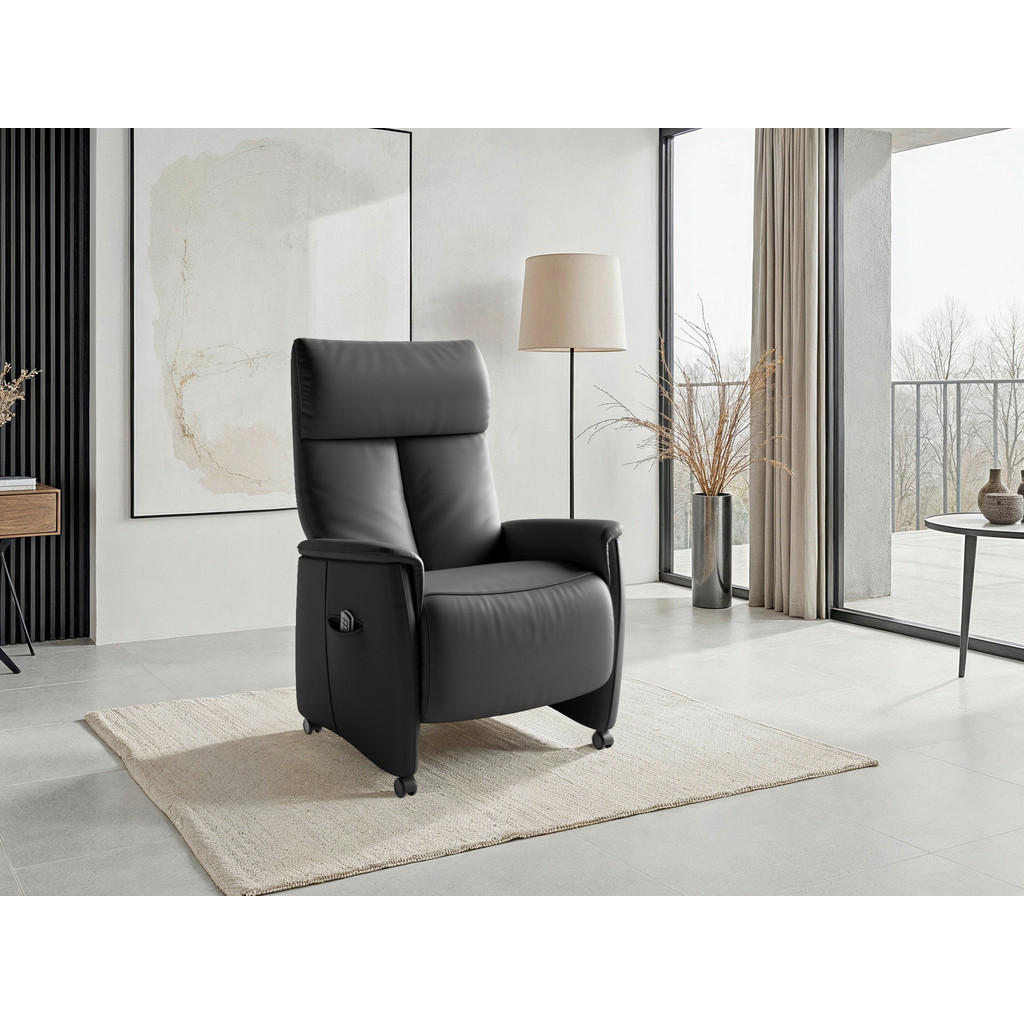Sit & More RELAXAČNÉ KRESLO, koža, čierna