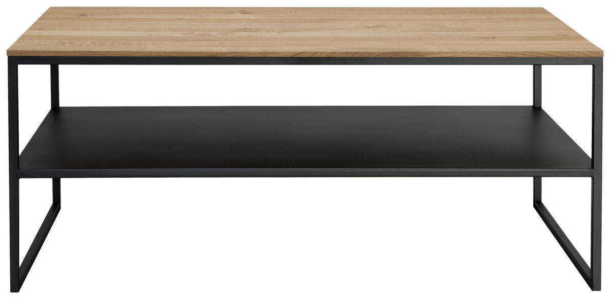 COUCHTISCH Asteiche massiv 100/60/41 cm rechteckig Schwarz, Eichefarben  - Eichefarben/Schwarz, Design, Holz/Metall (100/60/41cm) - Johann Jakob