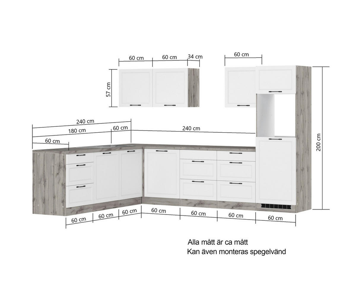 HÖRNKÖK  i grå, ek Wotan  - ek Wotan/svart, Lifestyle, metall/trämaterial (240/300cm) - Held