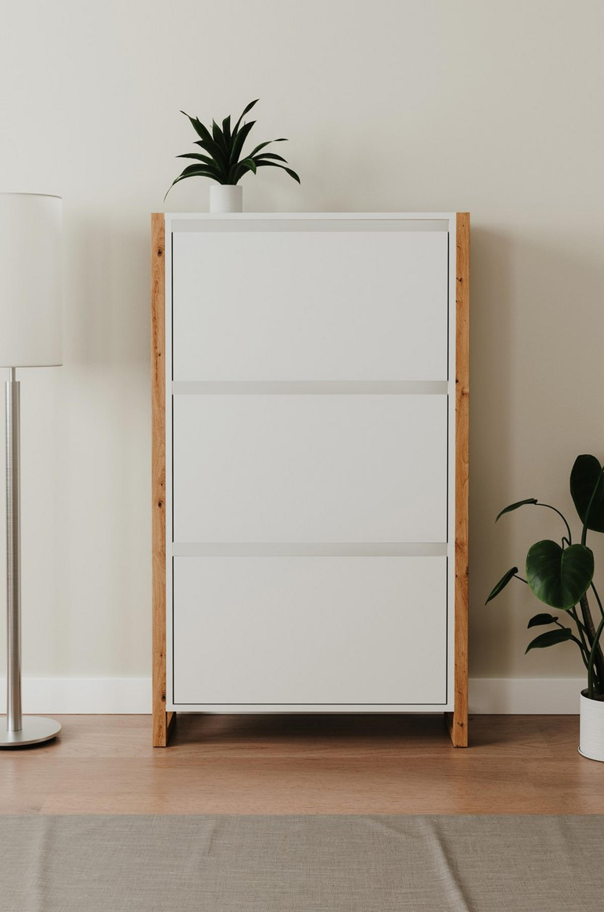 SCHUHKIPPER - Eiche Artisan/Weiß, Design, Holzwerkstoff (70/125/25cm) - MID.YOU