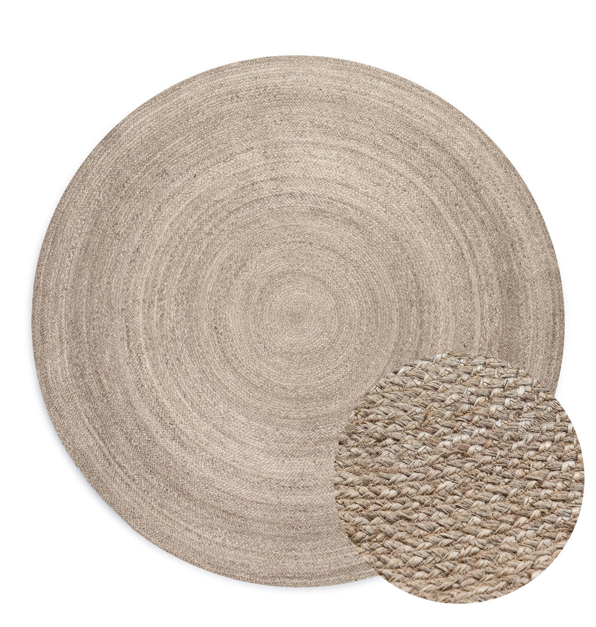 JUTETEPPICH 140 cm Jute Braided Greige rund  - Greige, Design, Textil (140cm) - Hanse Home