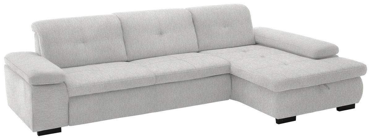 ECKSOFA in Flachgewebe Sandfarben  297/174 cm  - Sandfarben/Schwarz, Design, Textil/Metall (297/174cm) - Beldomo Style