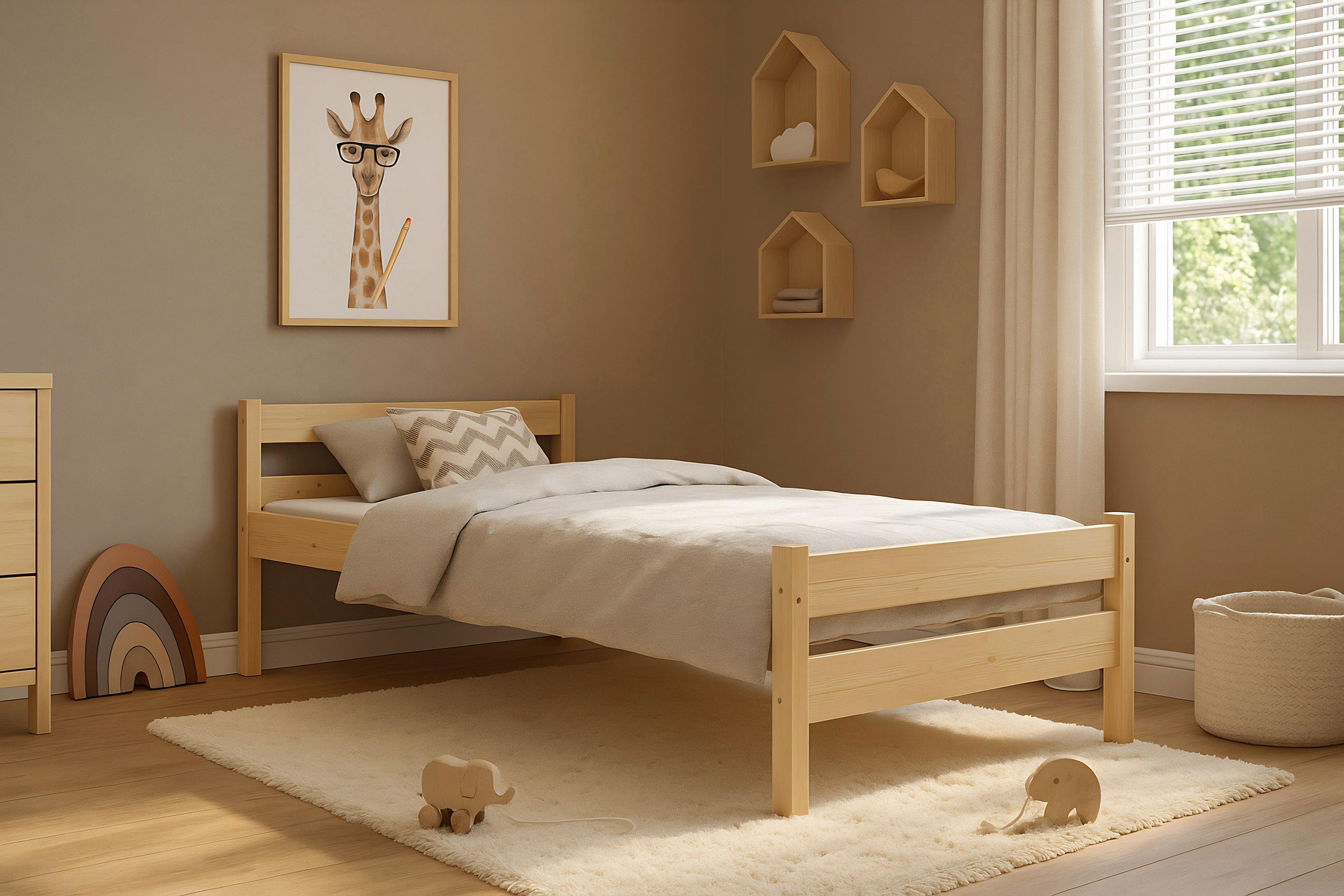 KINDER-/JUNIORBETT - Kieferfarben, MODERN, Holz (90/180cm) - MID.YOU