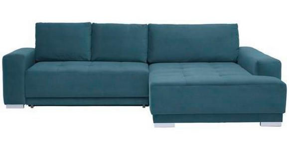 ECKSOFA in Samt Blau  - Blau/Silberfarben, Design, Holz/Textil (293/195cm) - Cantus