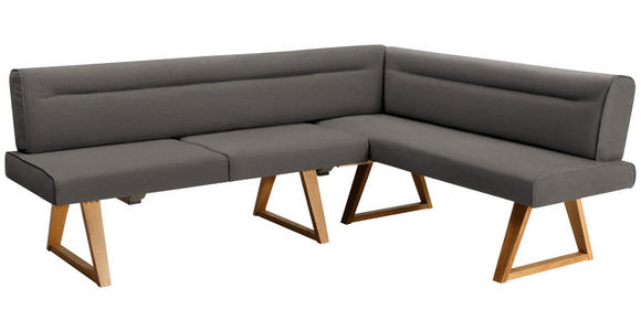 ECKBANK 230/170 cm Mikrofaser, Lederlook (vegan) Eichefarben, Dunkelgrau Wildeiche massiv   - Eichefarben/Dunkelgrau, KONVENTIONELL, Holz/Textil (230/170cm) - Moderano