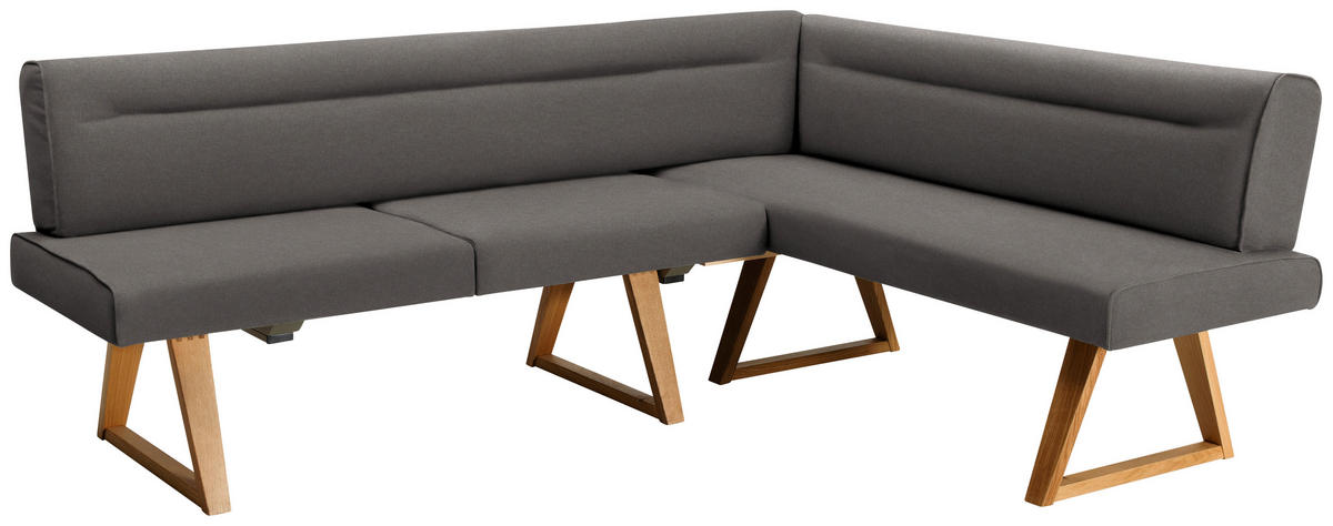 ECKBANK in Holz, Textil Eichefarben, Dunkelgrau  - Eichefarben/Dunkelgrau, Konventionell, Holz/Textil (230/170cm) - Moderano