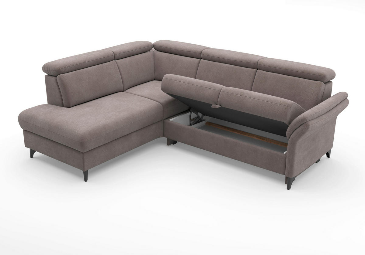 ECKSOFA Flachgewebe Taupe  - Taupe/Schwarz, Konventionell, Textil/Metall (193/247cm) - Sit & More