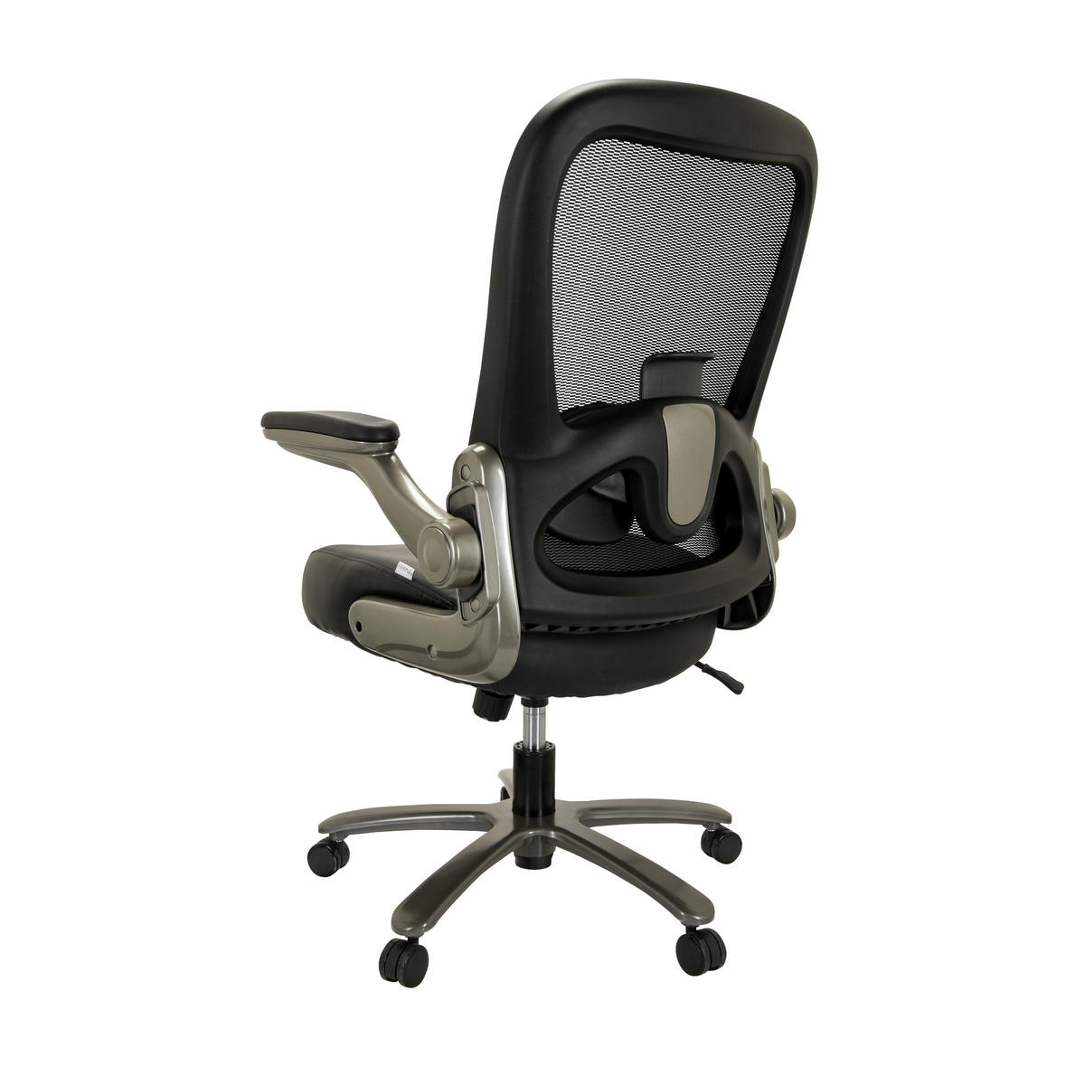 DREHSTUHL Netzbespannung Schwarz  - Silberfarben/Schwarz, Basics, Leder/Kunststoff (75/122/68cm) - MID.YOU