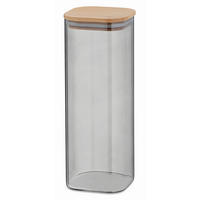 SCHÜTTDOSE 2 l  - Hellgrau, Basics, Glas/Holz (10/10/26,5cm) - Kela