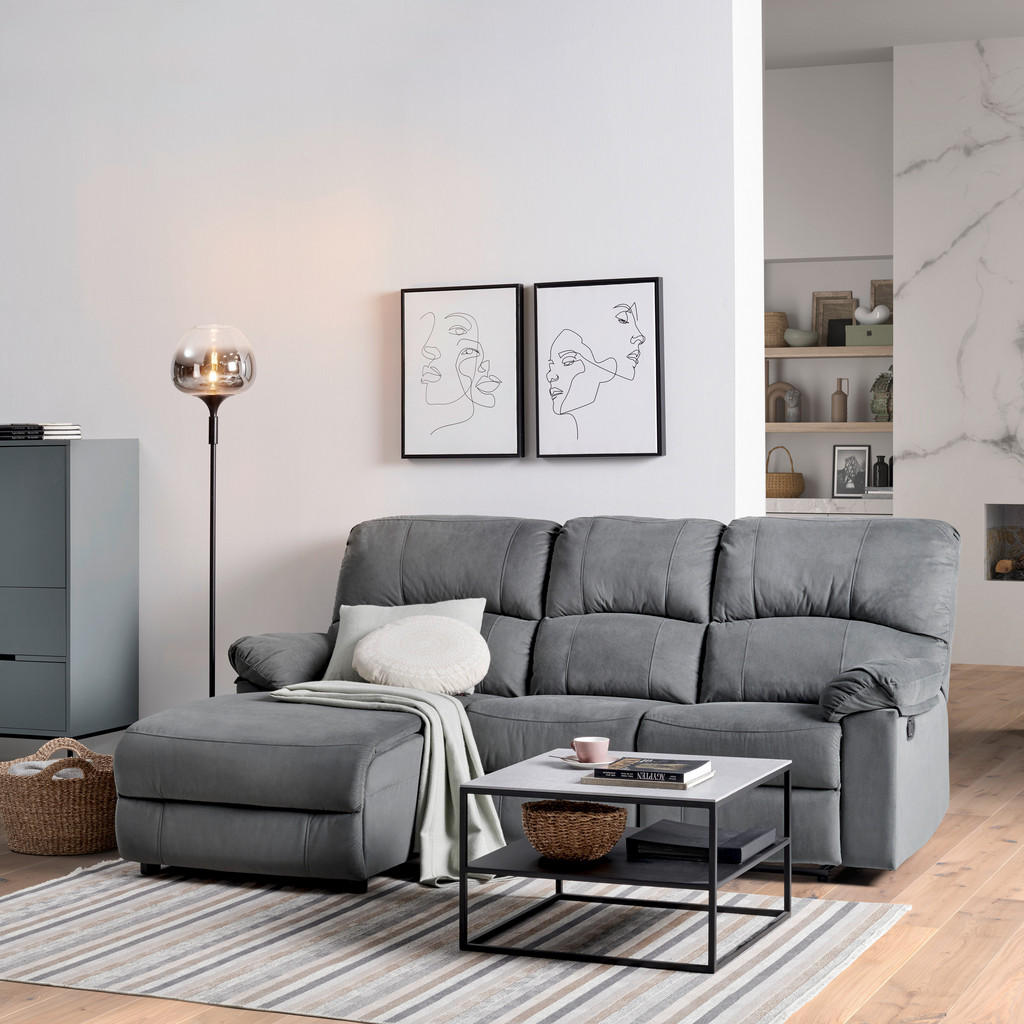 Thumbnail - P & B Ecksofa, Grau, Textil, 3-Sitzer, L-Form, Ottomane links, 216x159 cm, Relaxfunktion, Wohnzimmer, Sofas & Couches, W...