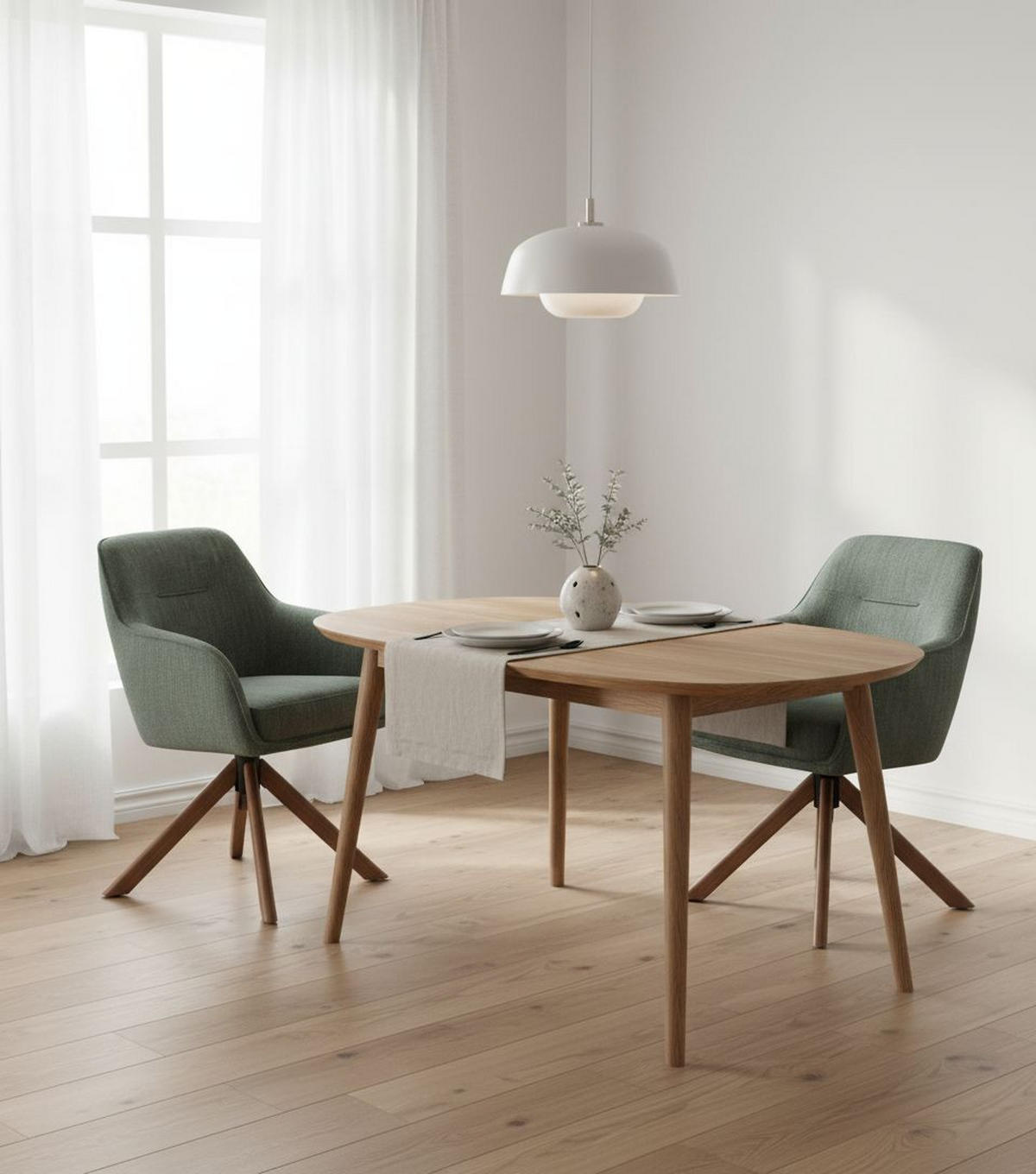 ARMLEHNSTUHL-SET 2 Stück  in Chenille  - Waldgrün/Naturfarben, MODERN, Holz/Textil (59/87/65cm) - Livetastic