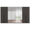 DREHTÜRENSCHRANK 400/223/61 cm,  in Graphitfarben, 8-türig  - Chromfarben/Schwarz, Basics, Glas/Holzwerkstoff (400/223/61cm) - Novel