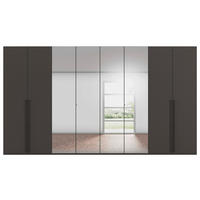 DREHTÜRENSCHRANK 400/223/61 cm,  in Graphitfarben, 8-türig  - Chromfarben/Schwarz, Basics, Glas/Holzwerkstoff (400/223/61cm) - Novel