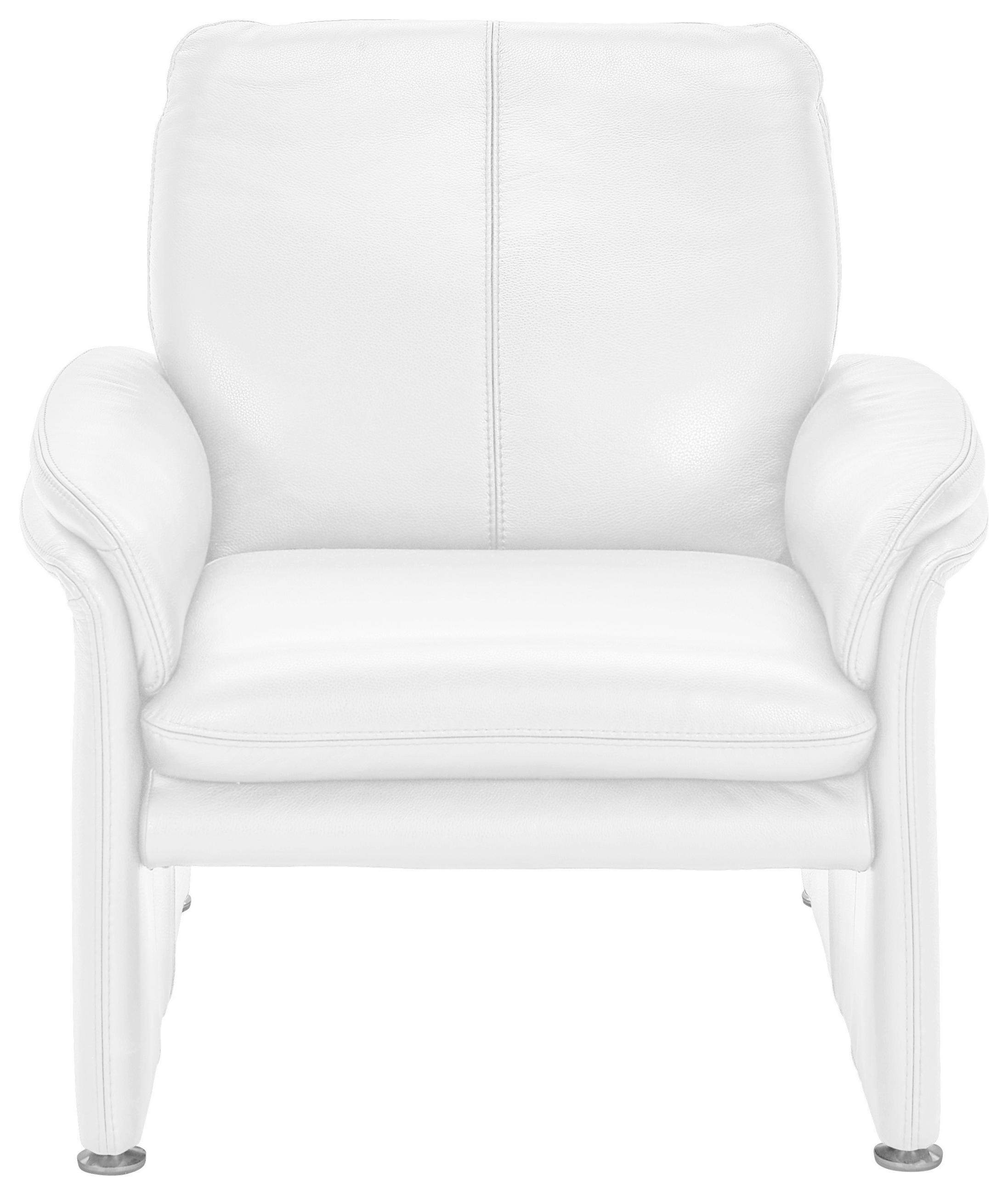 SESSEL in Echtleder Weiß  - Chromfarben/Weiß, KONVENTIONELL, Leder/Metall (98/90/86cm) - Celina Home