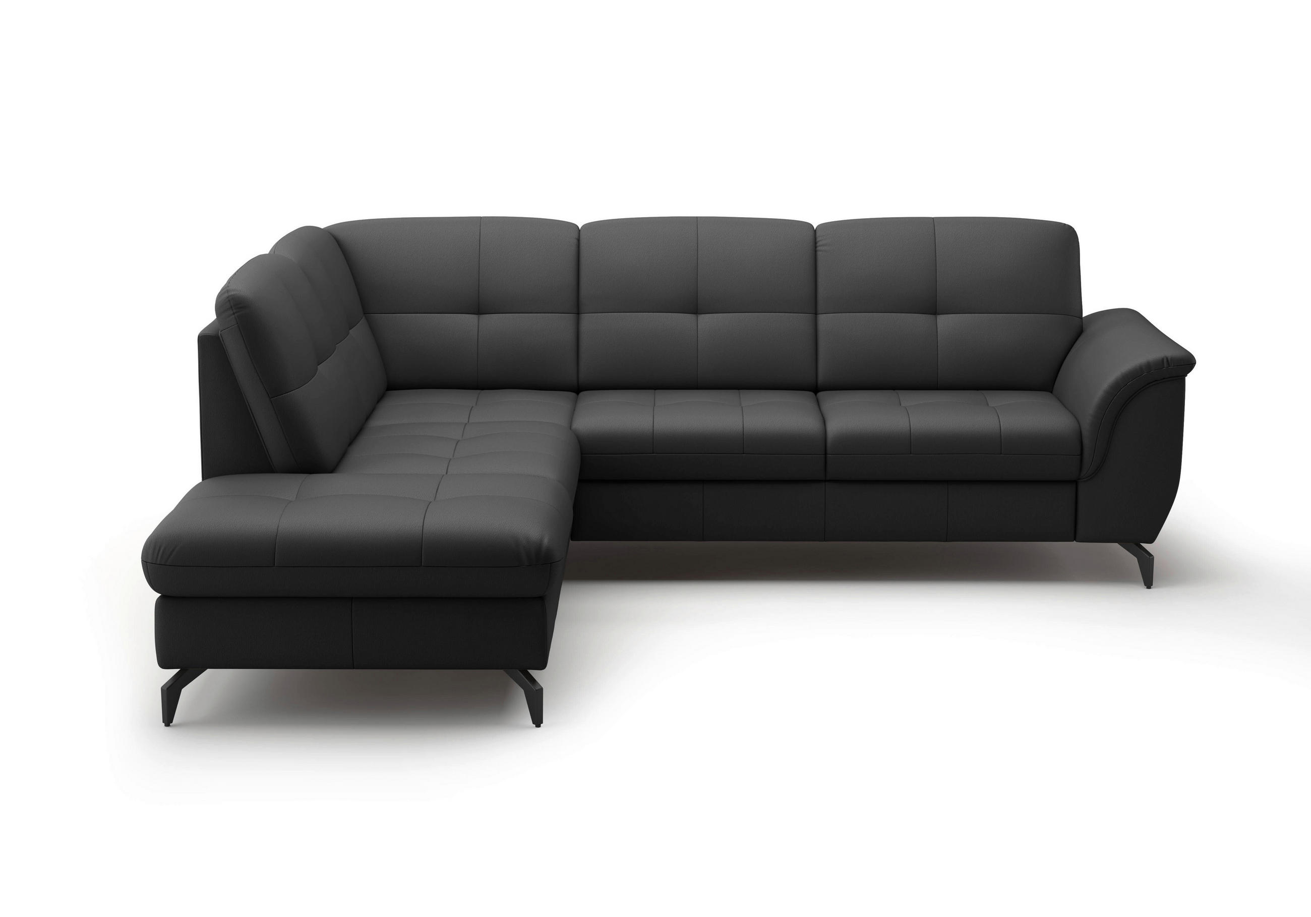 ECKSOFA in Vliesstoff Kombination Echtleder/Stoff Schwarz  212/244 cm  - Schwarz, MODERN, Leder/Textil (212/244cm) - Sit & More